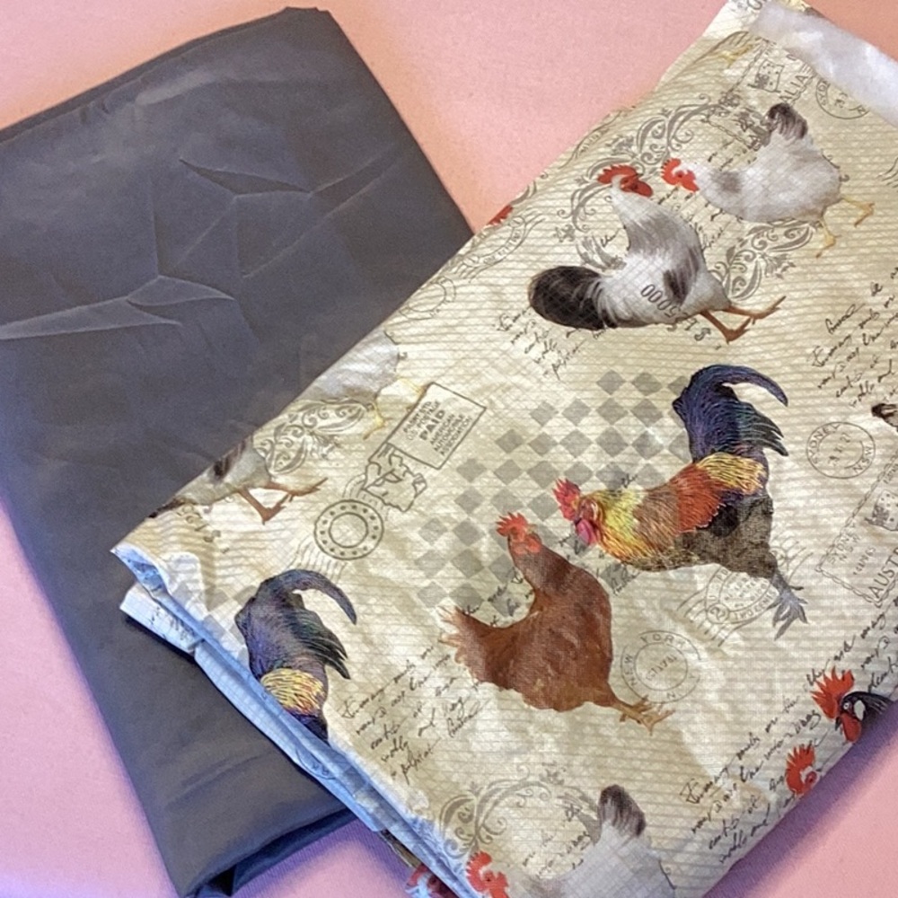 FINAL SALE PRICE Chicken Print Vinyl and Gray Fabric